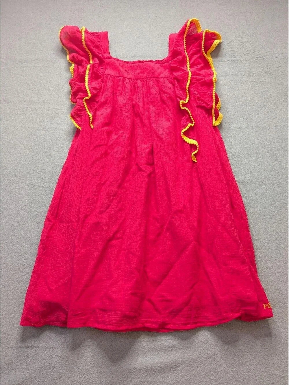 Polo Ralph Lauren Sundress Girls 10 Pink Flutter Sleeve Embroidered Gauze Boho